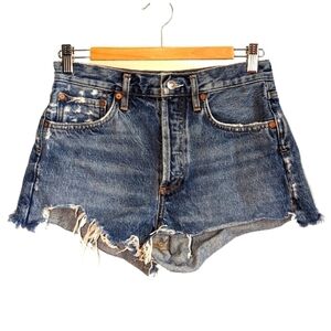 AGOLDE Light Wash Cotton Bohemian Raw Edges Cut Off Jeans Shirts Size 25